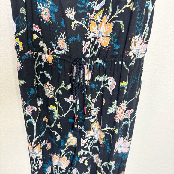 Anthropologie Luka Jumpsuit Small Black Floral Stretchy Jogger Elastic Tie Waist - Picture 10 of 14